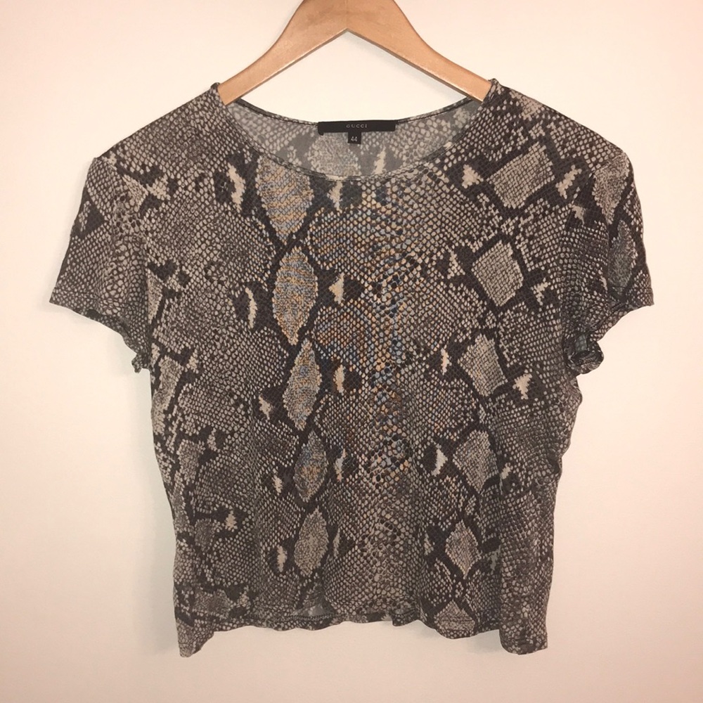 Gucci snake skin cropped t shirt